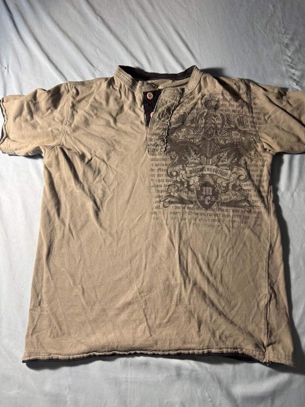 Canyon River Blues Graphic Henley T-Shirt S/C Brown Cotton